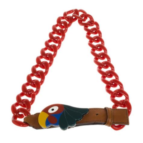 prada parrot buckle plastic chain belt 85 cm red